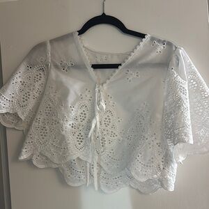 SHEIN White Eyelet Lace Blouse